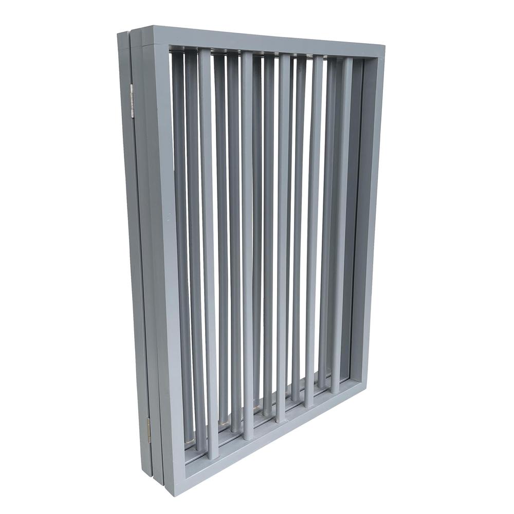 AmeriHome 54 inch Freestanding 3-Panel Folding Wood Pet Gate - Grey