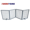 AmeriHome 72 inch Freestanding 4-Panel Folding Wood Pet Gate - Grey
