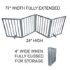 AmeriHome 72 inch Freestanding 4-Panel Folding Wood Pet Gate - Grey