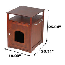 Cat Washroom Litter Box Cover / Night Stand Pet House, Walnut