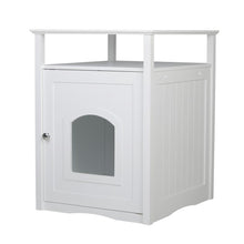 Cat Washroom Litter Box Cover / Night Stand Pet House, White