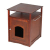 Cat Washroom Litter Box Cover / Night Stand Pet House, Walnut