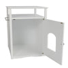 Cat Washroom Litter Box Cover / Night Stand Pet House, White