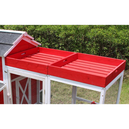 Red Barn Chicken Coop With Roof Top Planter