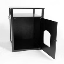 Cat Washroom Litter Box Cover / Night Stand Pet House, Black