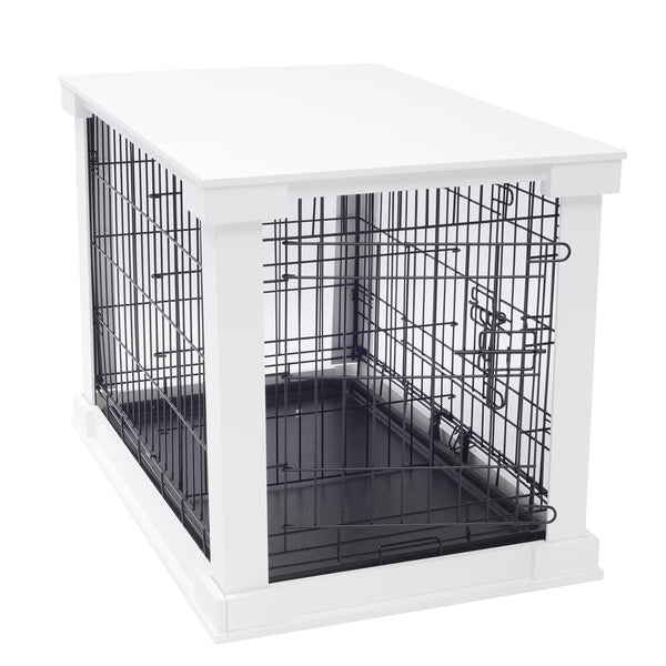 Cage With Crate Cover, White, Medium
