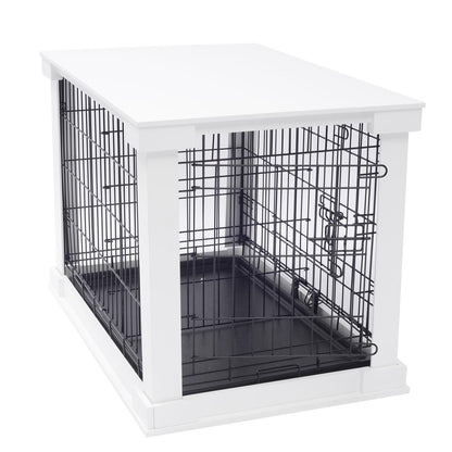 Cage With Crate Cover, White, Medium