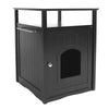Cat Washroom Litter Box Cover / Night Stand Pet House, Black