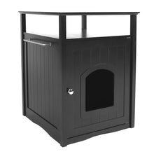 Cat Washroom Litter Box Cover / Night Stand Pet House, Black