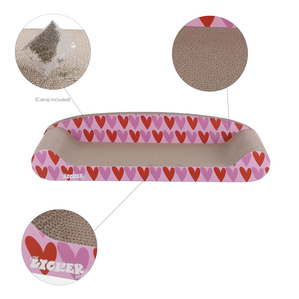 Montego Coastal Patterned Cardboard Lounge Bed Cat Scratcher With Catnip