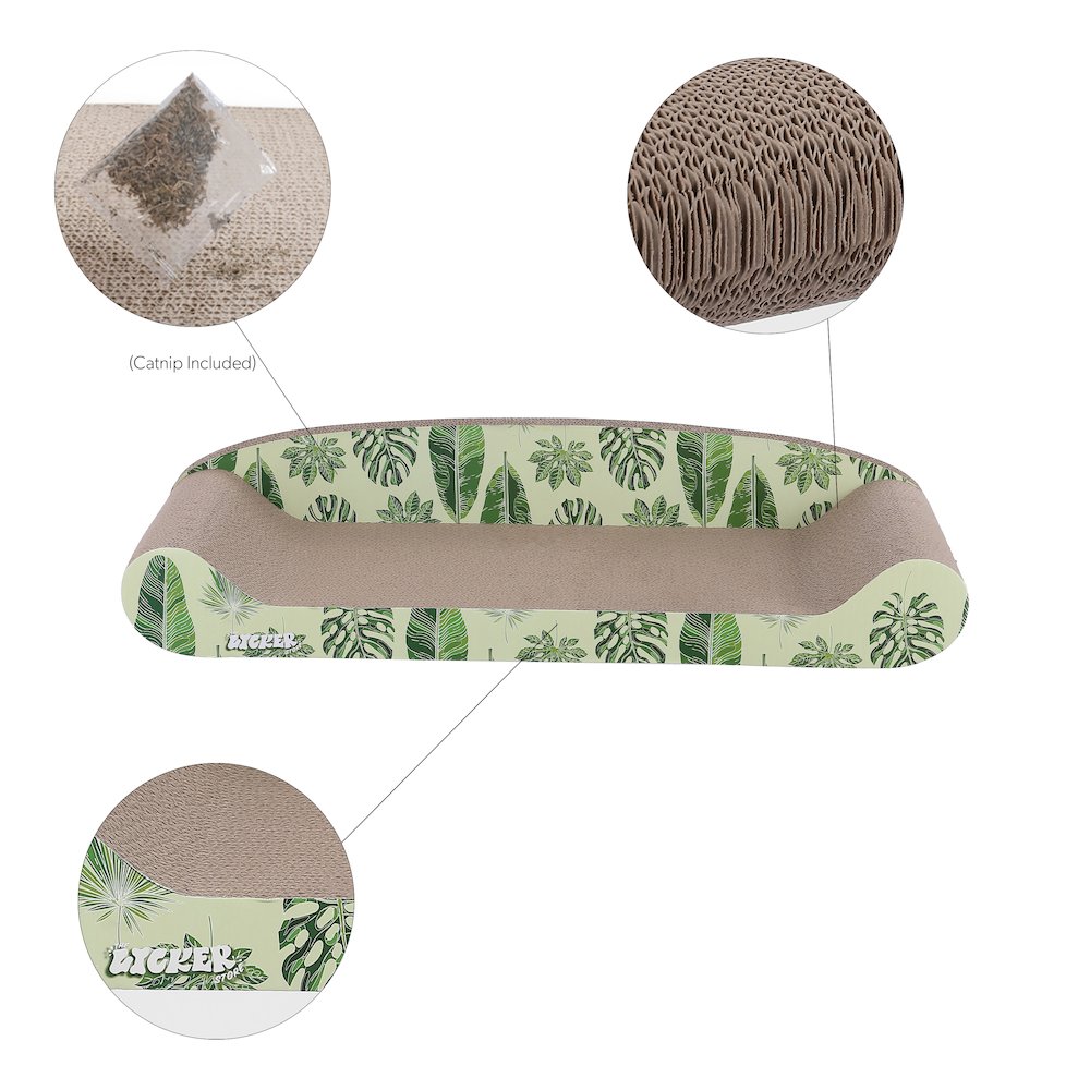 Montego Coastal Patterned Cardboard Lounge Bed Cat Scratcher With Catnip