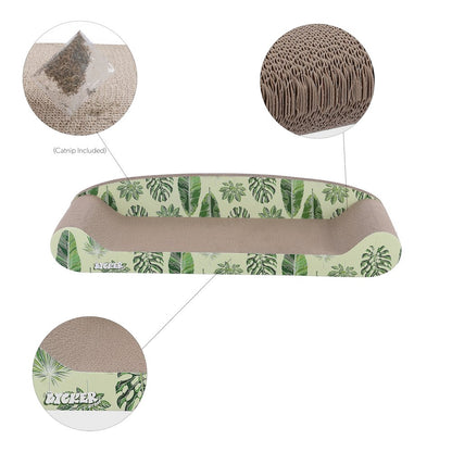 Montego Coastal Patterned Cardboard Lounge Bed Cat Scratcher With Catnip
