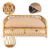 Elevated Bohemian Handwoven Rattan Dog Daybed With Machine-Washable Cushion