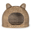 Cat Ear Coastal Handwoven Rattan Cat Bed With Machine-Washable Cushion