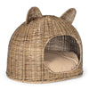 Cat Ear Coastal Handwoven Rattan Cat Bed With Machine-Washable Cushion