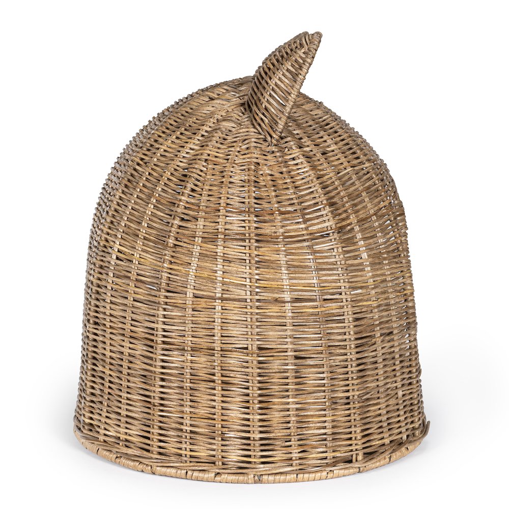Cat Ear Coastal Handwoven Rattan Cat Bed With Machine-Washable Cushion