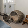 Socket Dome Bohemian Handwoven Rattan Cat Bed With Machine-Washable Cushion
