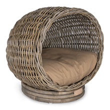 Socket Dome Bohemian Handwoven Rattan Cat Bed With Machine-Washable Cushion