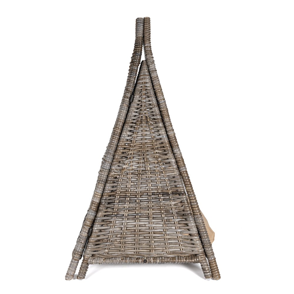 Tiki Tent Coastal Handwoven Rattan Cat Bed With Machine-Washable Cushion