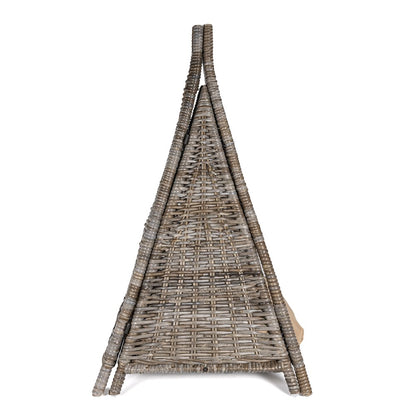Tiki Tent Coastal Handwoven Rattan Cat Bed With Machine-Washable Cushion
