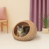 19.5" x 18" Circular Faux Wicker Pet Bed with Machine-Washable Cushion, Natural