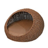 19.5" x 18" Circular Faux Wicker Pet Bed with Machine-Washable Cushion, Brown