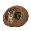 19.5" x 18" Circular Faux Wicker Pet Bed with Machine-Washable Cushion, Brown