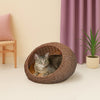 19.5" x 18" Circular Faux Wicker Pet Bed with Machine-Washable Cushion, Brown