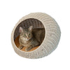 19.5" x 18" Circular Faux Wicker Pet Bed with Machine-Washable Cushion, White