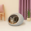 19.5" x 18" Circular Faux Wicker Pet Bed with Machine-Washable Cushion, White