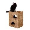 Modern Classic 2-Tier Handwoven Hyacinth Rectangular 5-Hole Cat Condo