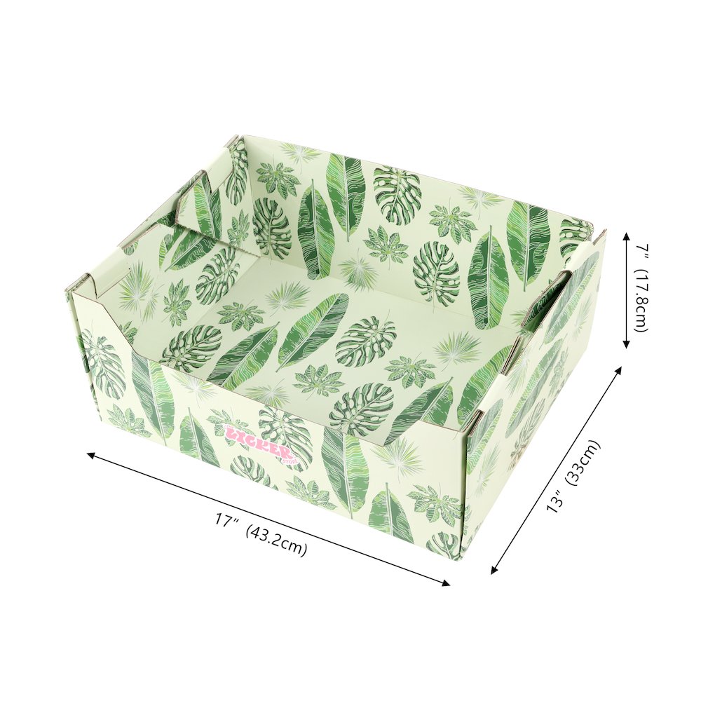 Bosco 17" Cardboard Cat Litter Box with Scoop, Green Leaf (2-Pack)