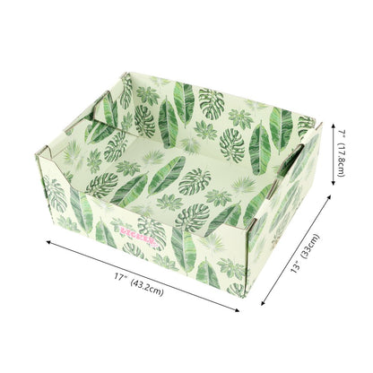 Bosco 17" Cardboard Cat Litter Box with Scoop, Green Leaf (2-Pack)