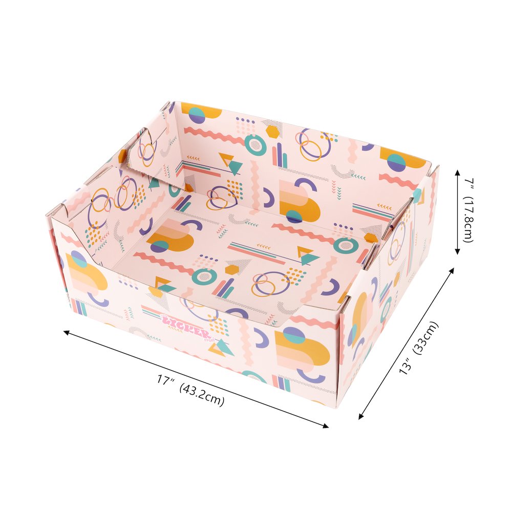 Bosco 17" Cardboard Cat Litter Box with Scoop, Confetti Pink (2-Pack)
