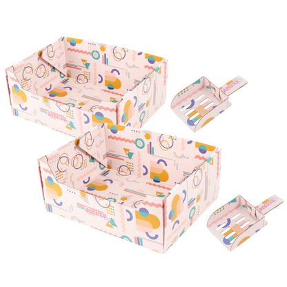 Bosco 17" Cardboard Cat Litter Box with Scoop, Confetti Pink (2-Pack)