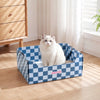 Bosco 17" Cardboard Cat Litter Box with Scoop, Navy Checker (2-Pack)
