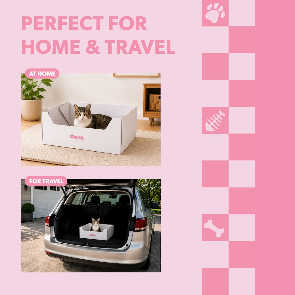 Bosco 17" Cardboard Cat Litter Box with Scoop, White (2-Pack)