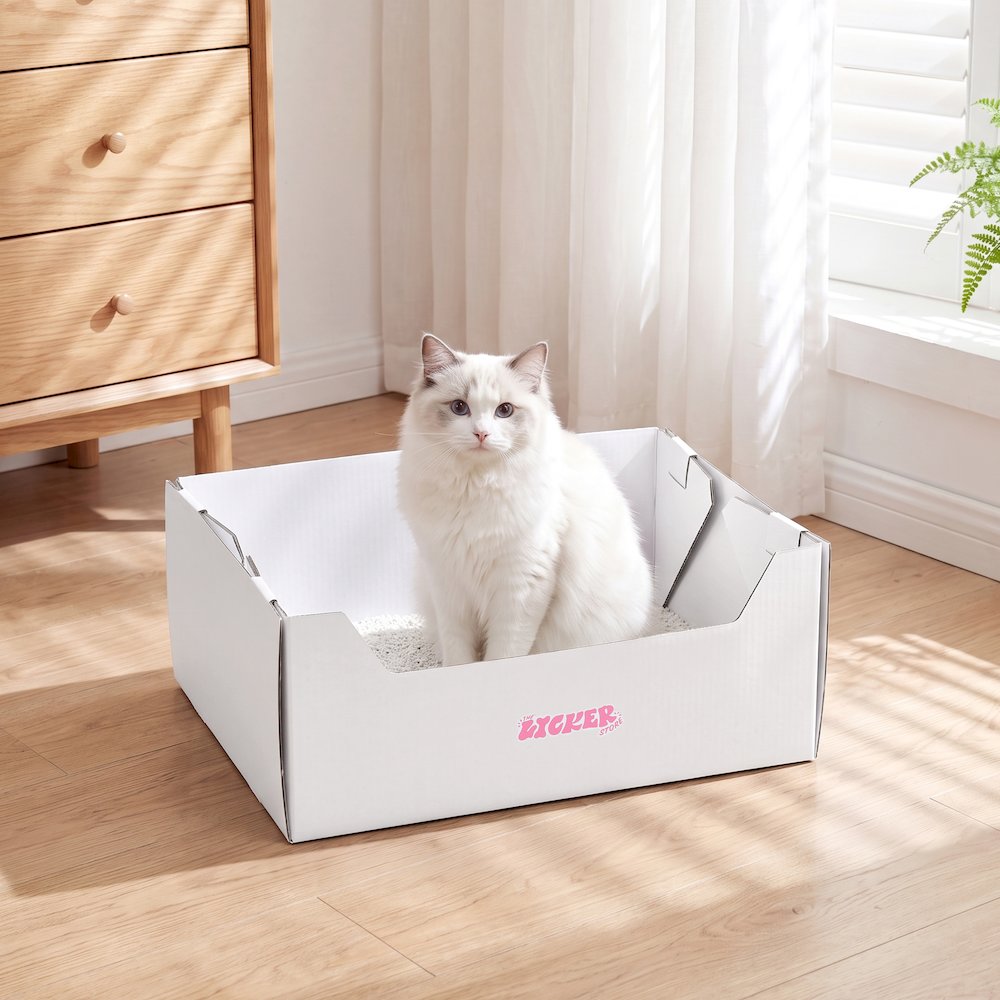Bosco 17" Cardboard Cat Litter Box with Scoop, White (2-Pack)