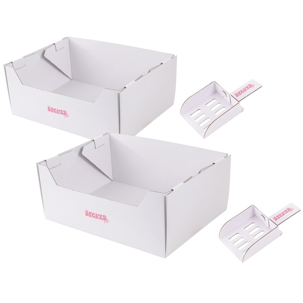 Bosco 17" Cardboard Cat Litter Box with Scoop, White (2-Pack)