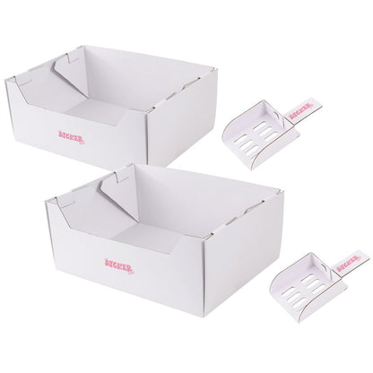 Bosco 17" Cardboard Cat Litter Box with Scoop, White (2-Pack)