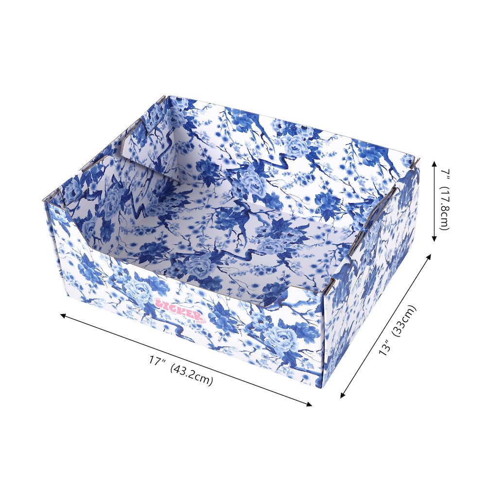 Bosco 17" Cardboard Cat Litter Box with Scoop, Chinoiserie Blue (2-Pack)