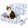 Bosco 17" Cardboard Cat Litter Box with Scoop, Chinoiserie Blue (2-Pack)