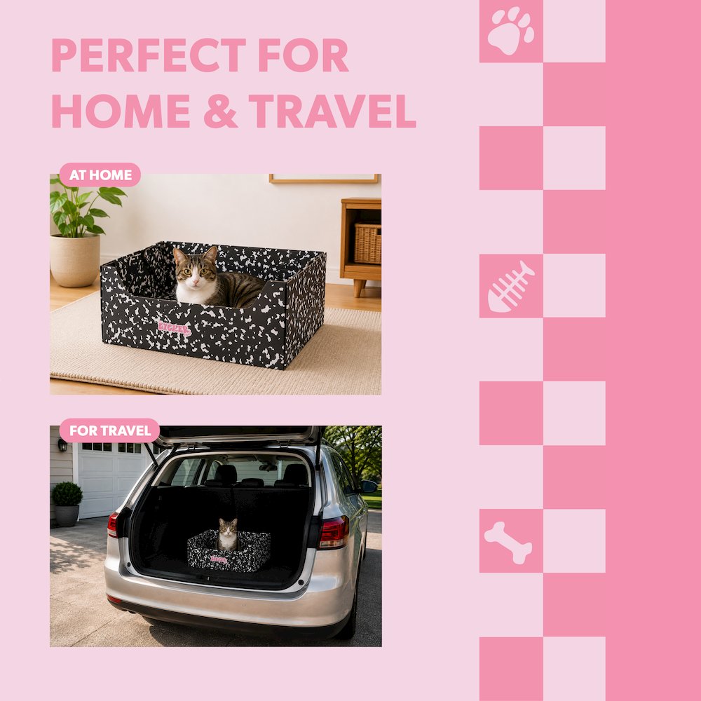 Bosco 17" Cardboard Cat Litter Box with Scoop, Speckle Black (2-Pack)