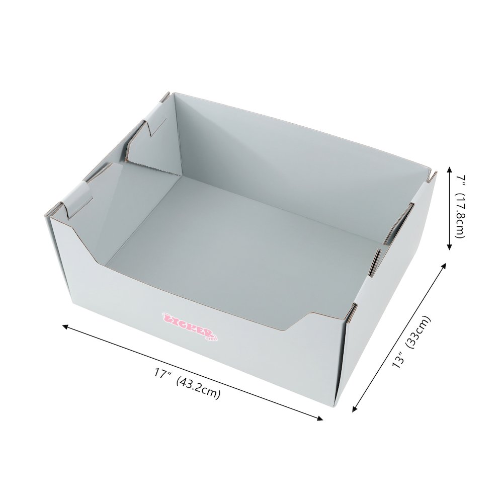 Bosco 17" Cardboard Cat Litter Box with Scoop, Cloud Gray (2-Pack)
