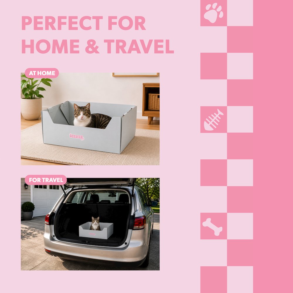 Bosco 17" Cardboard Cat Litter Box with Scoop, Cloud Gray (2-Pack)
