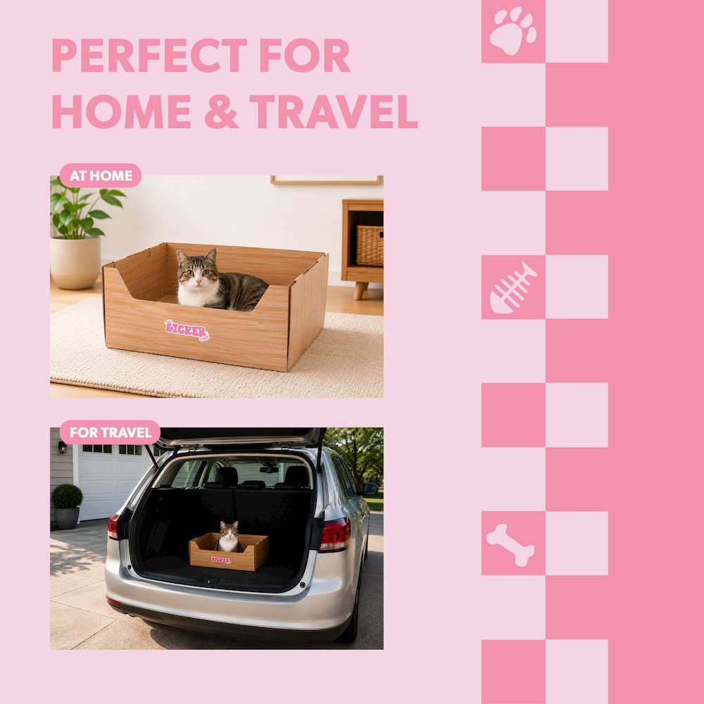 Bosco 17" Cardboard Cat Litter Box with Scoop, Honey Oak (2-Pack)