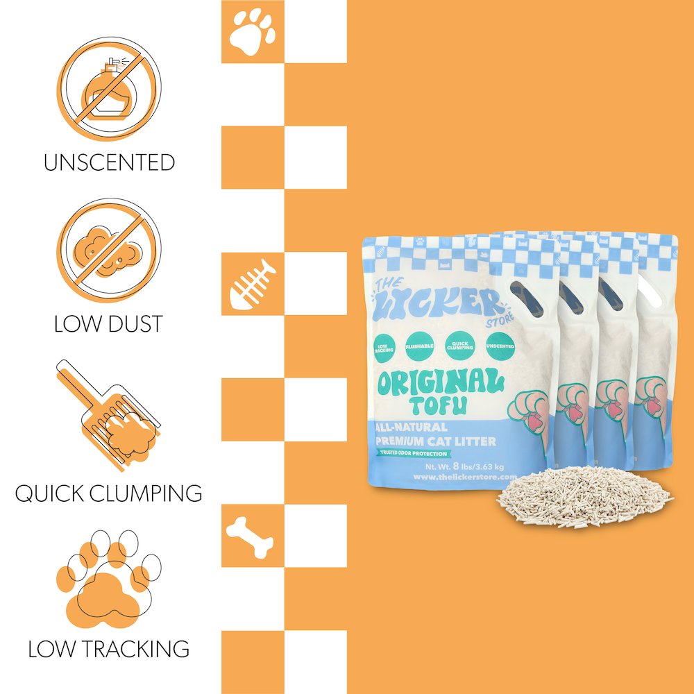 Ultra Absorbent Fast Clumping Flushable Tofu Cat Litter, 8 LBS x 4 Bags