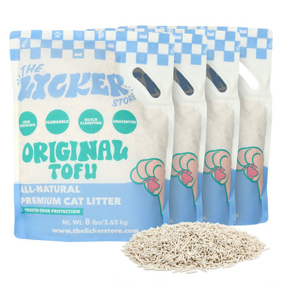 Ultra Absorbent Fast Clumping Flushable Tofu Cat Litter, 8 LBS x 4 Bags