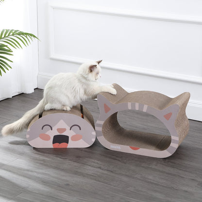 Opal Modern Cardboard Happy Cat Head 2-In-1 Cat Cave Scratcher
