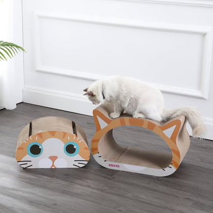 Opal Modern Cardboard Happy Cat Head 2-In-1 Cat Cave Scratcher